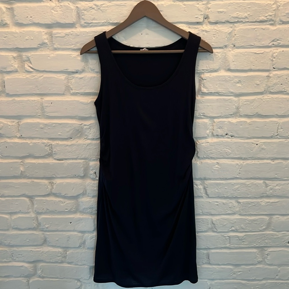 PinkBlush Navy Ribbed Fitted Maternity Dress - Medium